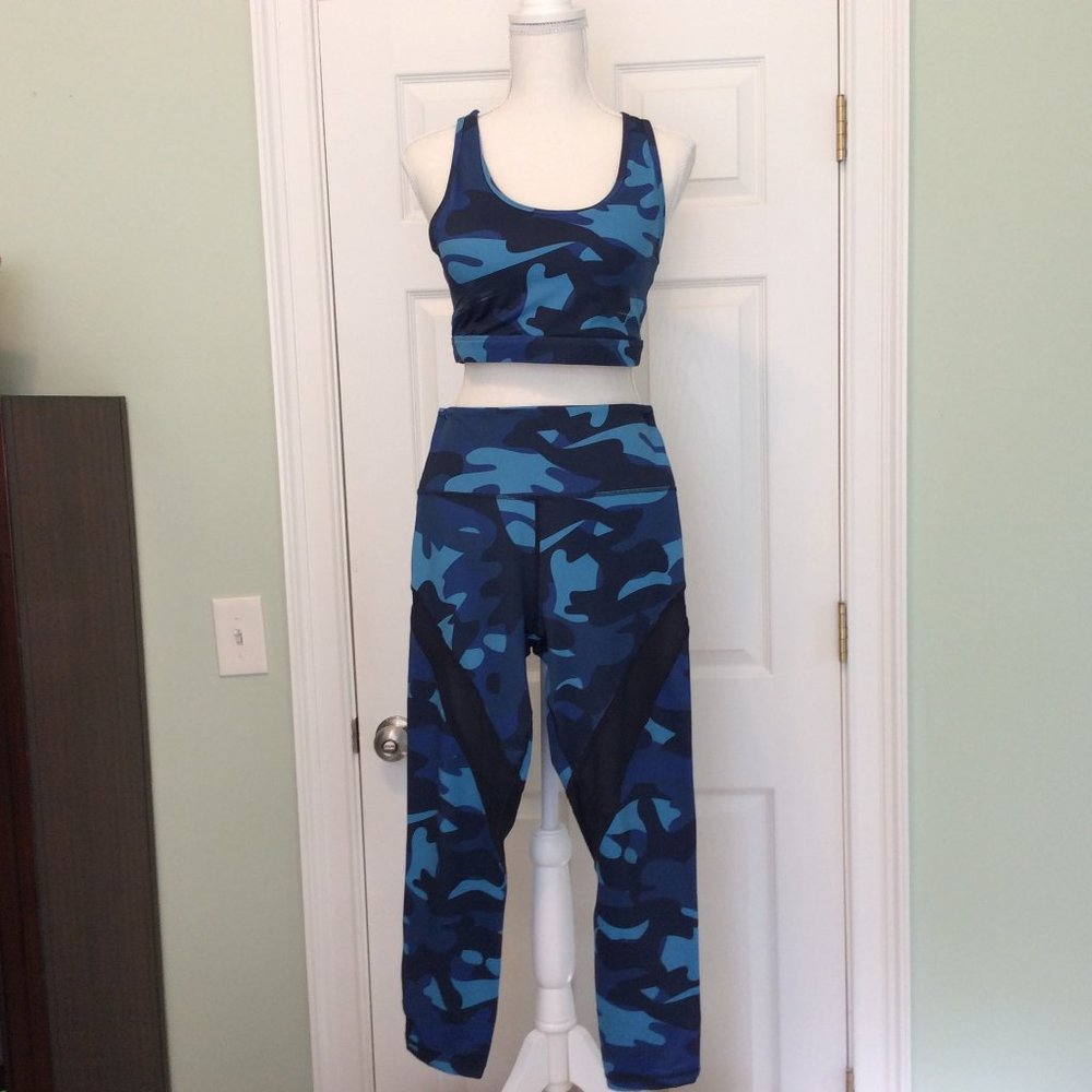 Zyia Active Wear, Shades of Blue with Black Mesh Inserts, Size 8-10